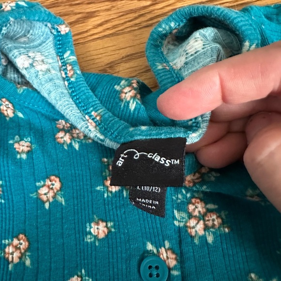 Teal flowered dress art class - Picture 5 of 5